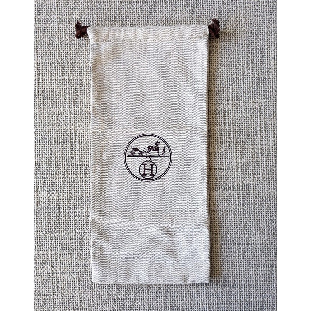 HERMÈS Herringbone Tweed Drawstring dust bag pouch | 6.5” x 14"